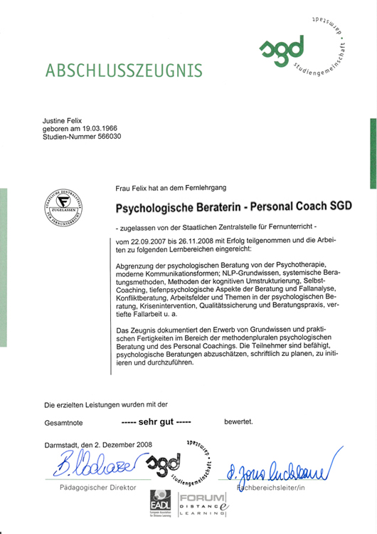 2007-2008 - Zeugnis - Psychologische Beraterin-Personal Coach
